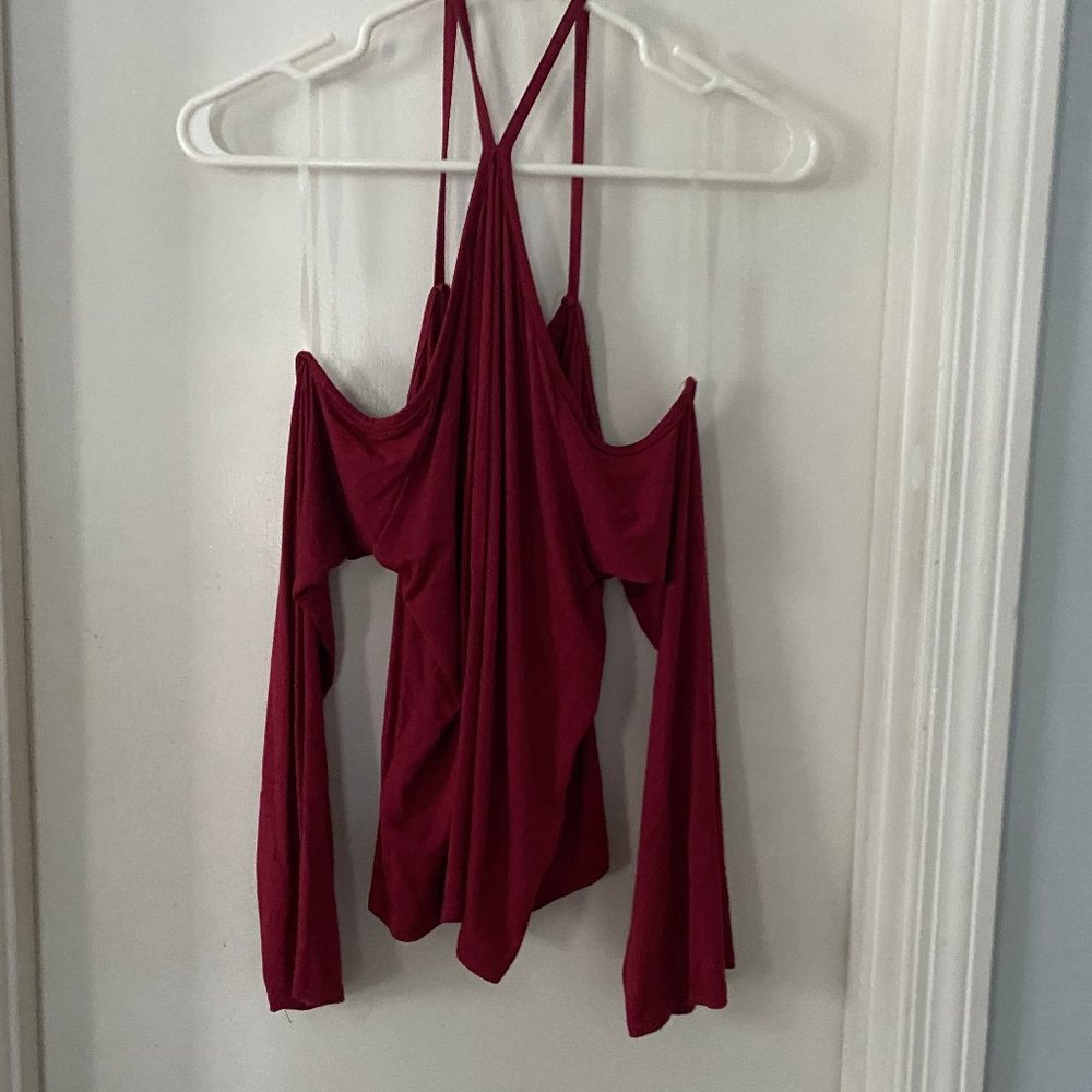 Cold Shoulder Top - Burgundy